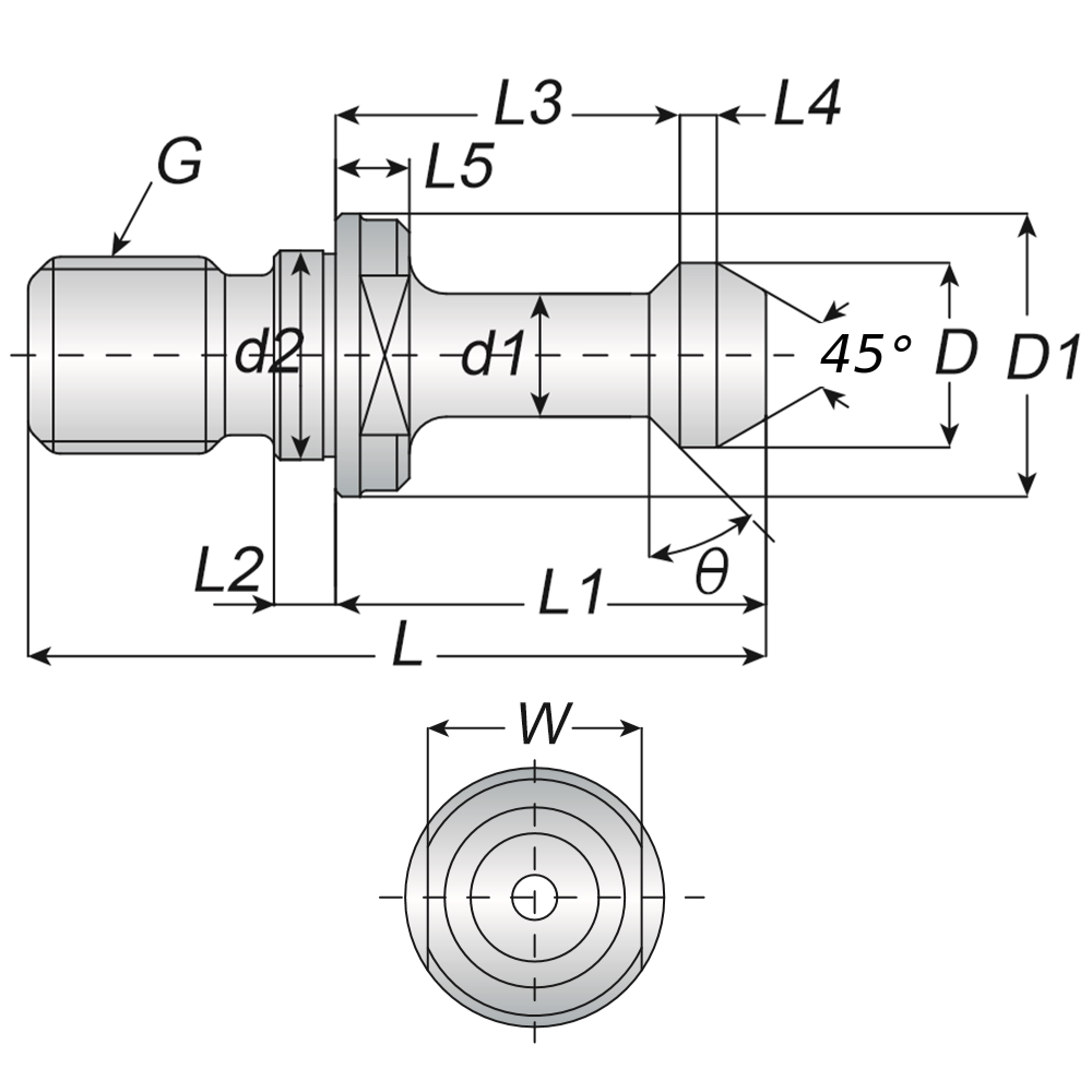 Dimensiones del tornillo de retencion